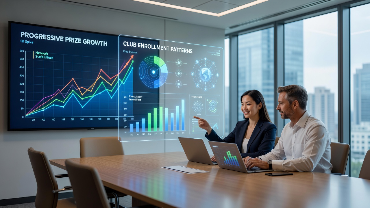Chart illustrating progressive prize growth linked to club membership enrollment in digital draw systems