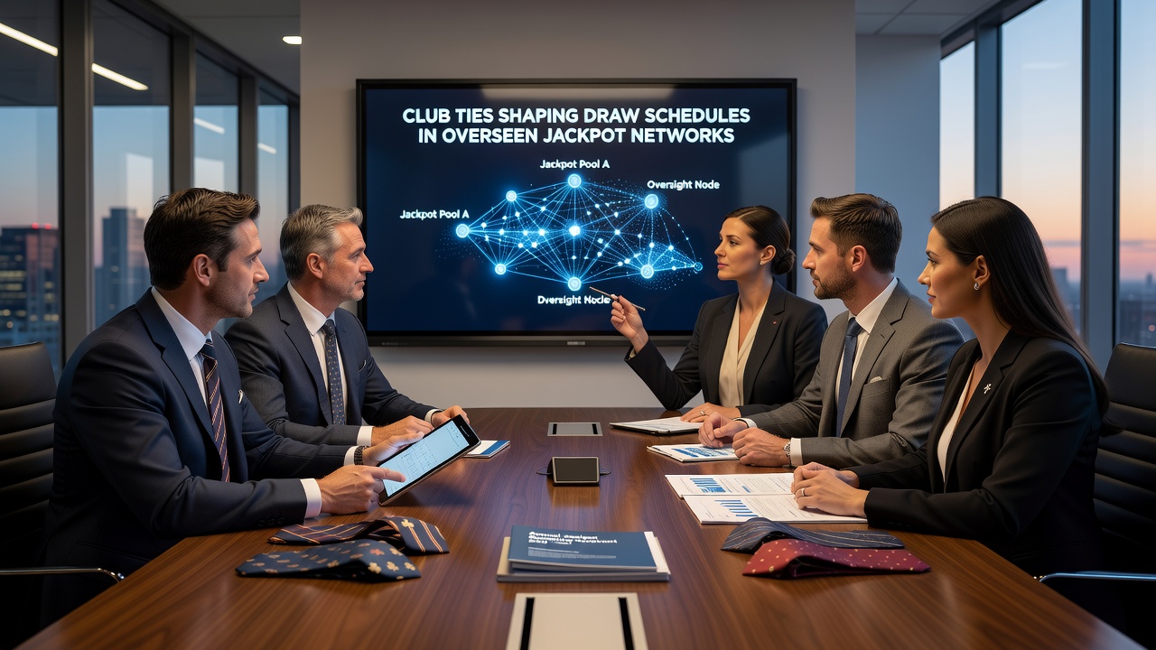 Digital interface displaying synchronized jackpot draw timelines across club member networks