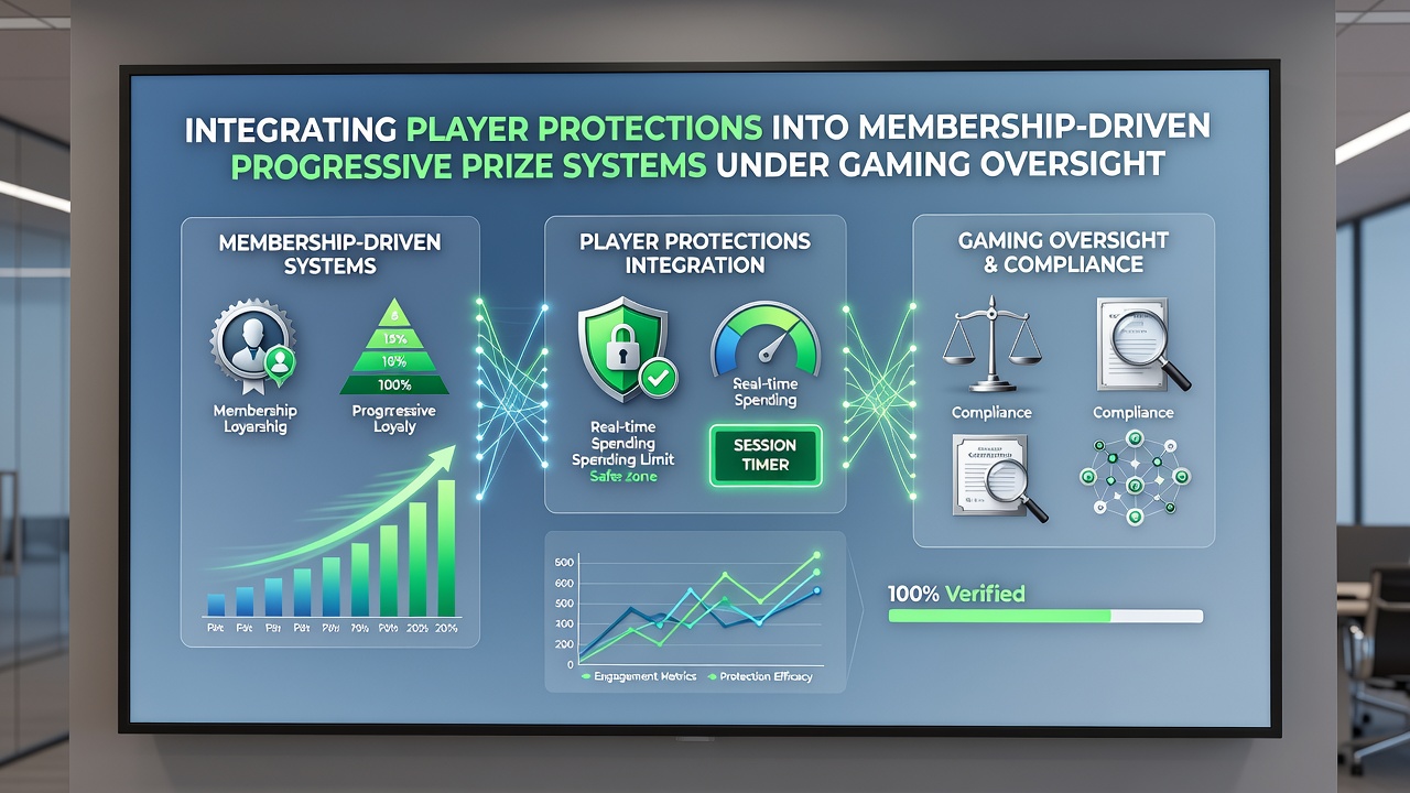 Detailed view of regulatory compliance tools for progressive prize protections
