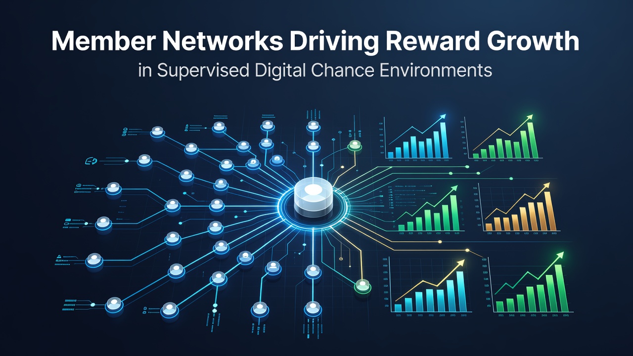 Network visualization showing interconnected member profiles fueling reward systems in regulated digital gaming platforms