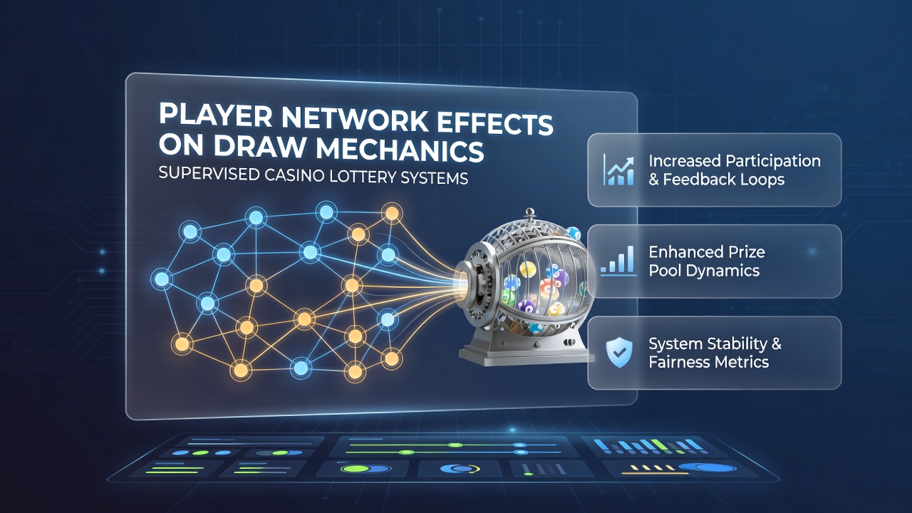 Networked player terminals connected to a central lottery draw system in a supervised casino environment
