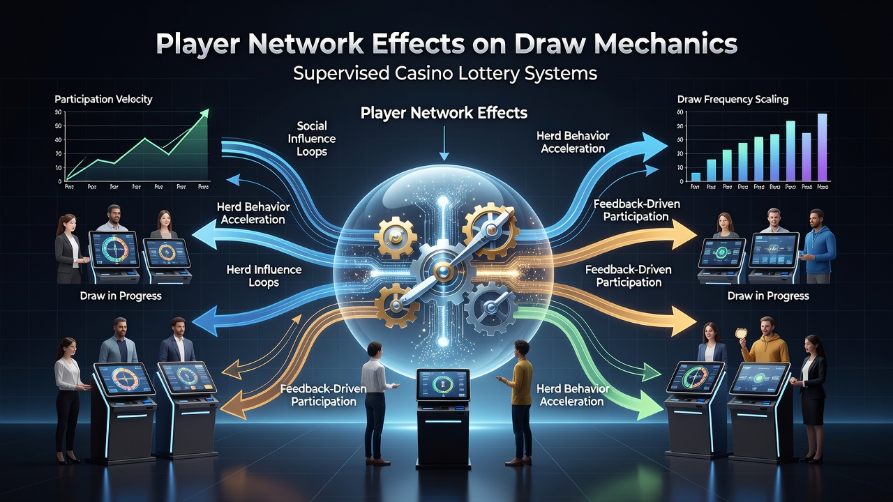 Data visualization showing player network growth impacting lottery draw frequency and prize distribution metrics